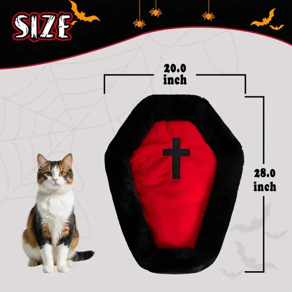 {NEW} Gothic Cat Bed (Fits Up To 25 Lbs) Washable Coffin Cat Bed Fluffy